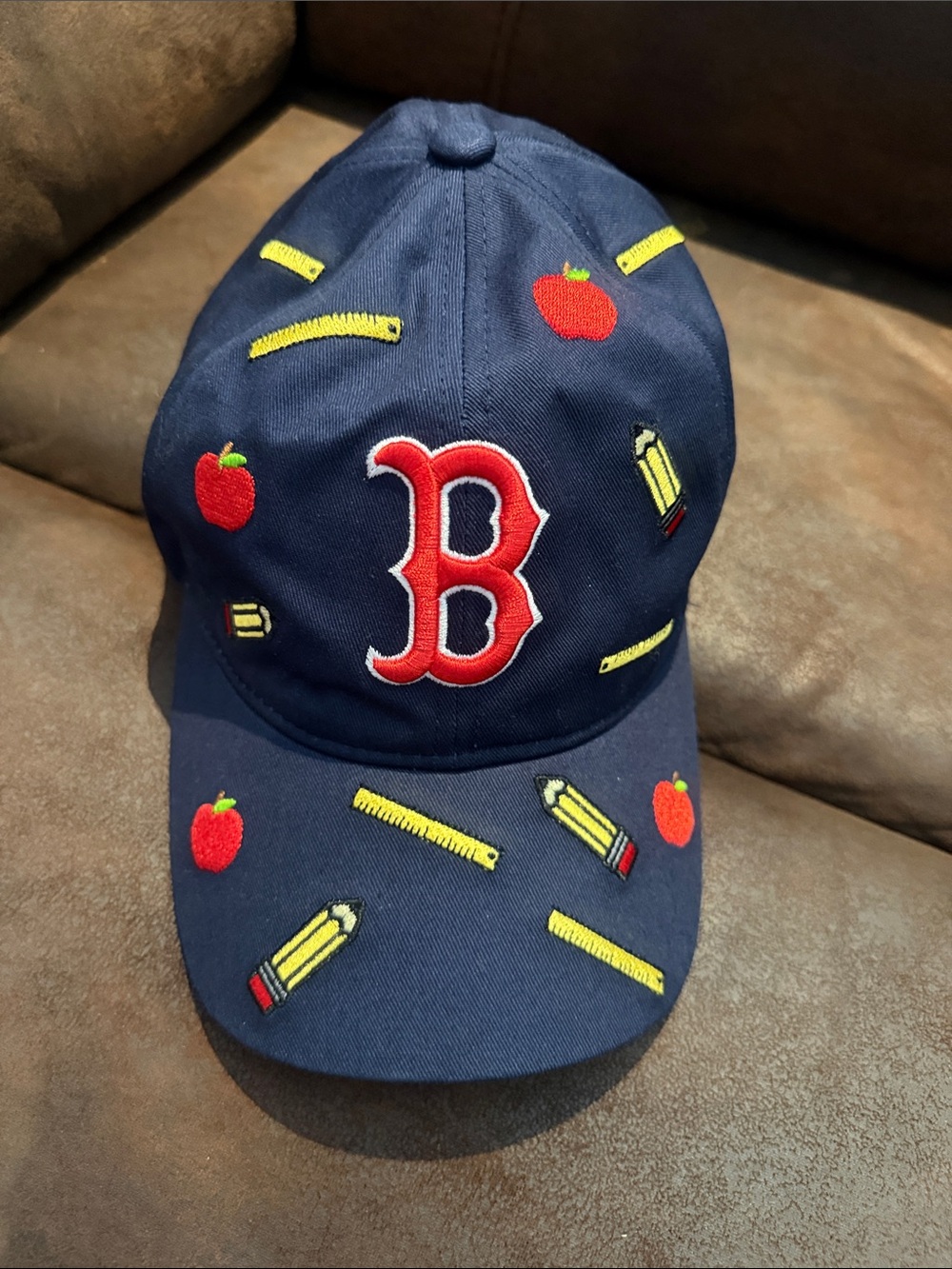 Red Sox Navy Baseball Cap with Apples & Pencils (Educator)